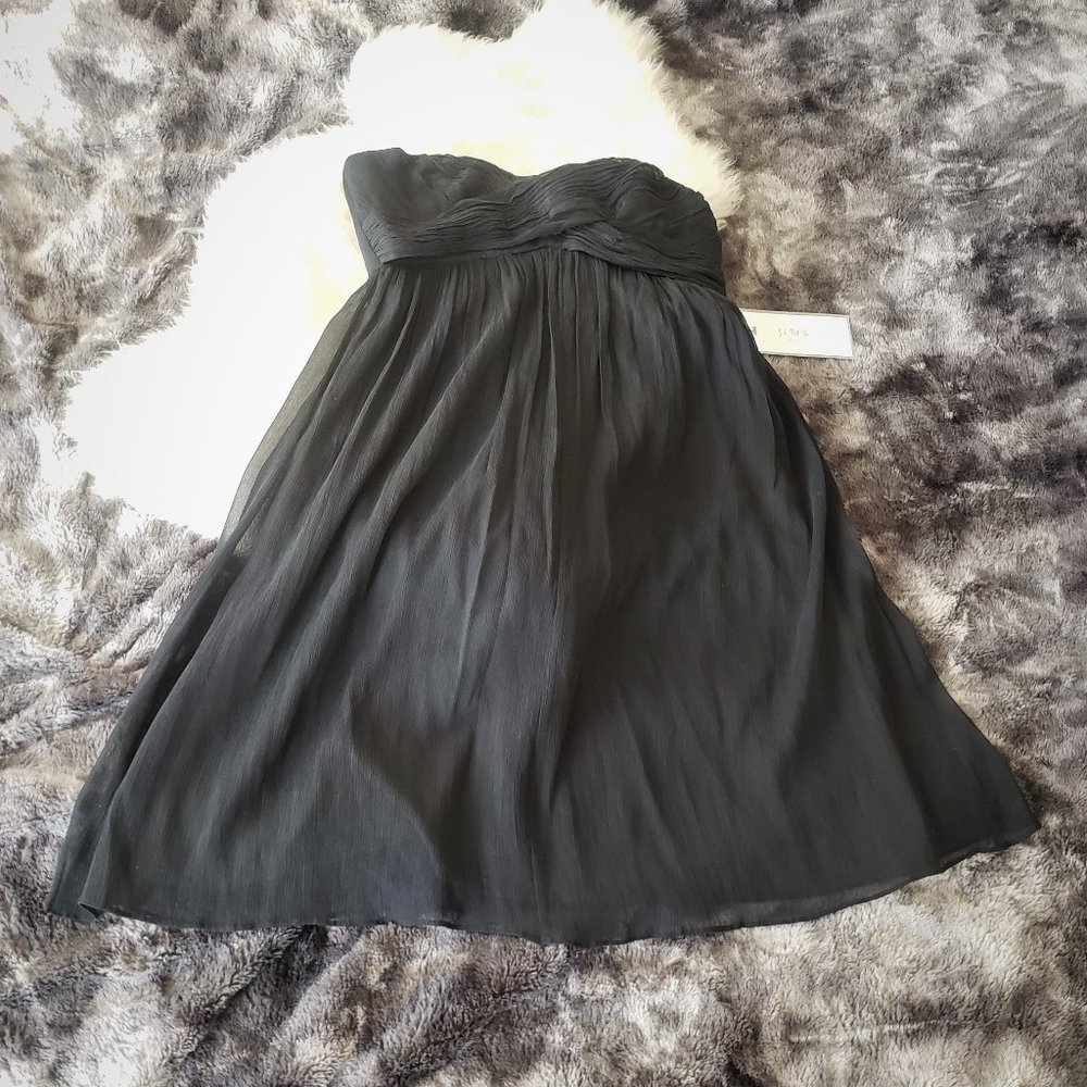 J. Crew Strapless Silk Chiffon Dress - NWT! Elegant Black Dress Size 6 - Picture 4 of 16